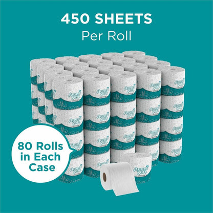 Angel Soft Professional Series Embossed Toilet Paper - 2 Ply - 4" Width x 4.05" Length - 450 Sheets/Roll - White - 80 / 