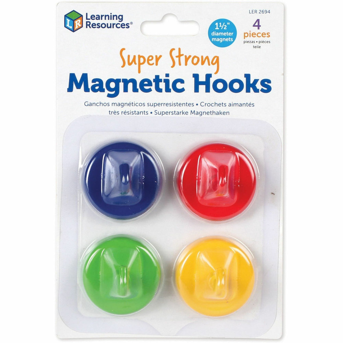 Learning Resources Super Strong Magnetic Hooks Set - for Pocket Chart, Flip Book, Hall Pass, Decoration - Metal - Red, B