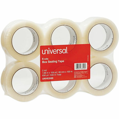 Universal General-Purpose Box Sealing Tape, 3" Core, 1.88" x 110 yds, Clear, 6/Pack - 110 yd Length x 1.88" Width x 2 mi