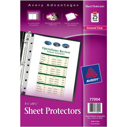 Avery® Mini Diamond Clear Heavyweight Sheet Protectors - 1 x Sheet Capacity - For 5 1/2" x 8 1/2" Sheet - 7 x Holes - 3 