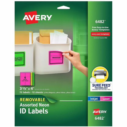 Avery® Multipurpose Label - x 3 21/64" Width x 4" Length - Removable Adhesive - Rectangle - Inkjet, Laser - Matte - 72 /