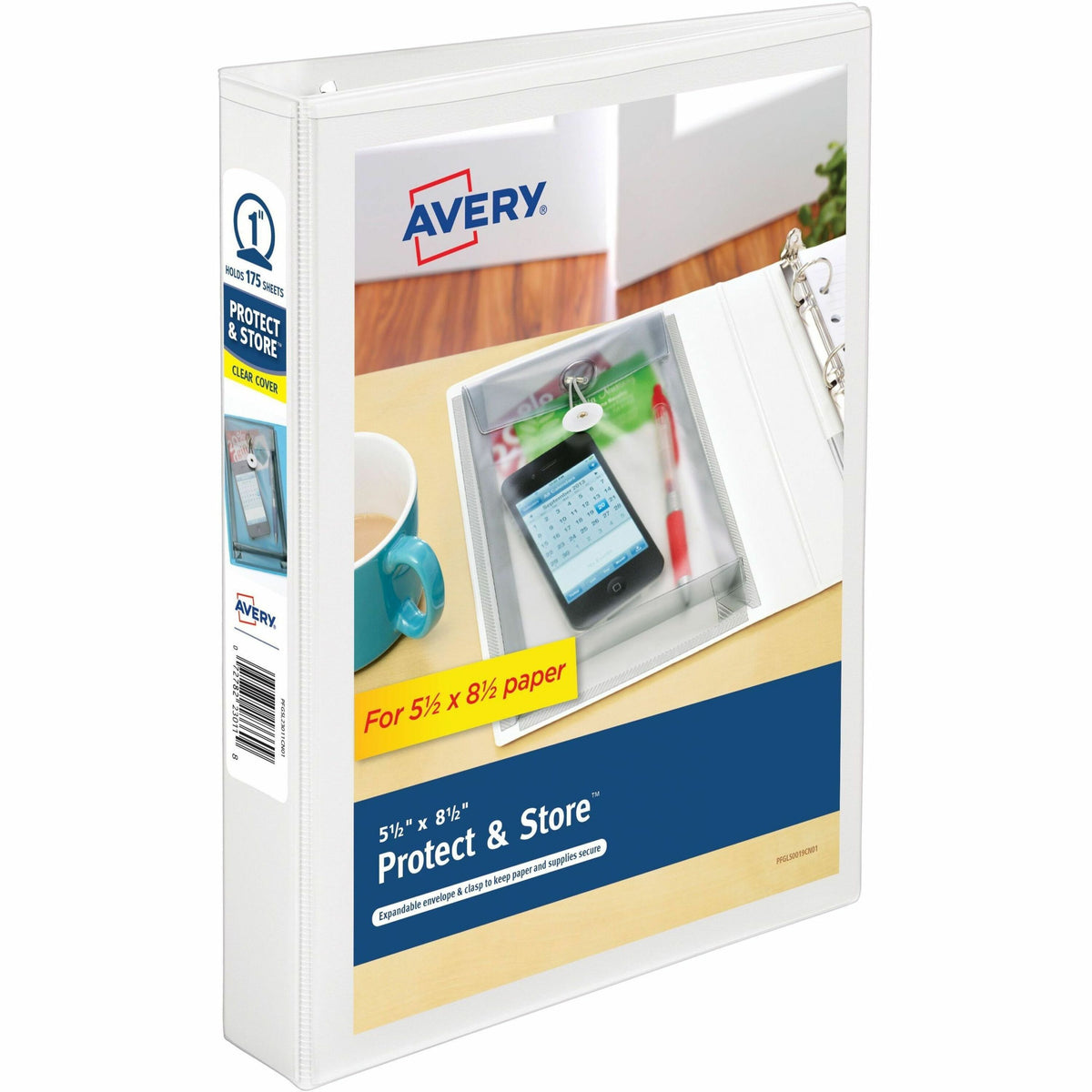Avery® Protect & Store Mini Binder, 1" Round Rings, White (23011) - 1" Binder Capacity - Statement - 5 1/2" x 8 1/2" She
