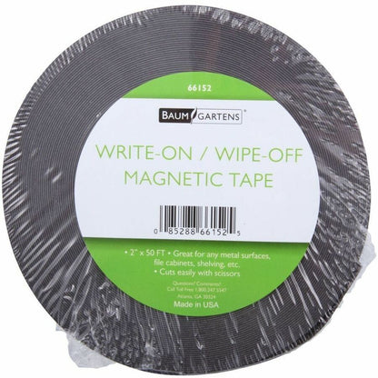 Zeus Write On/Wipe Off Magnetic Label Tape 50' x 2" WHITE - 16.67 yd Length x 2" Width - White - Magnet - Damage Resista
