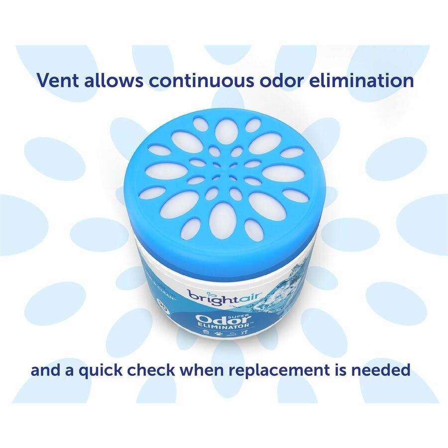 Bright Air Super Odor Eliminator Air Freshener - Gel - 450 ft³ - 14 fl oz (0.4 quart) - Cool, Clean - 90 Day - 1 Each