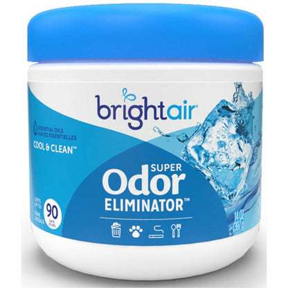 Bright Air Super Odor Eliminator Air Freshener - Gel - 450 ft³ - 14 fl oz (0.4 quart) - Cool, Clean - 90 Day - 1 Each