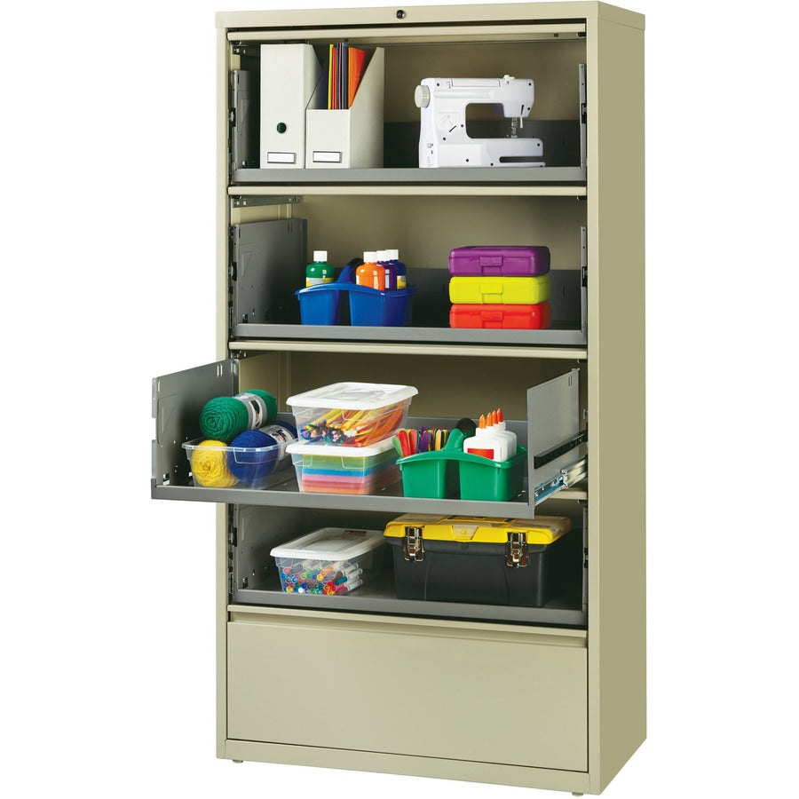 Lorell Fortress Series Lateral File - 36" Width x 18.6" Depth x 68.8" Height - 5 x Drawer(s) for File - A4, Legal, Lette