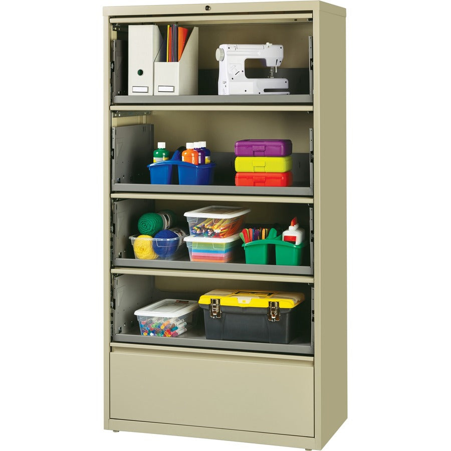 Lorell Fortress Series Lateral File - 36" Width x 18.6" Depth x 68.8" Height - 5 x Drawer(s) for File - A4, Legal, Lette