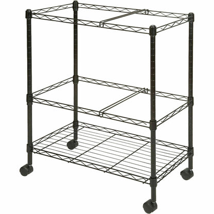 Lorell 2-Tier Wire Mobile File Cart - 4 Casters - Steel - 26" Width x 12.50" Depth x 30" Height - Black - 1 Each
