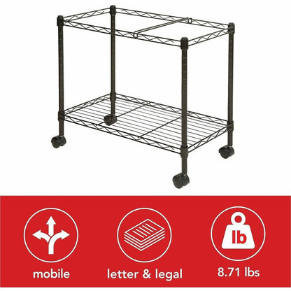 Lorell Mobile File Cart - 4 Casters - Steel - 12.88" Width x 25.75" Depth x 20.50" Height - Black - 1 Each