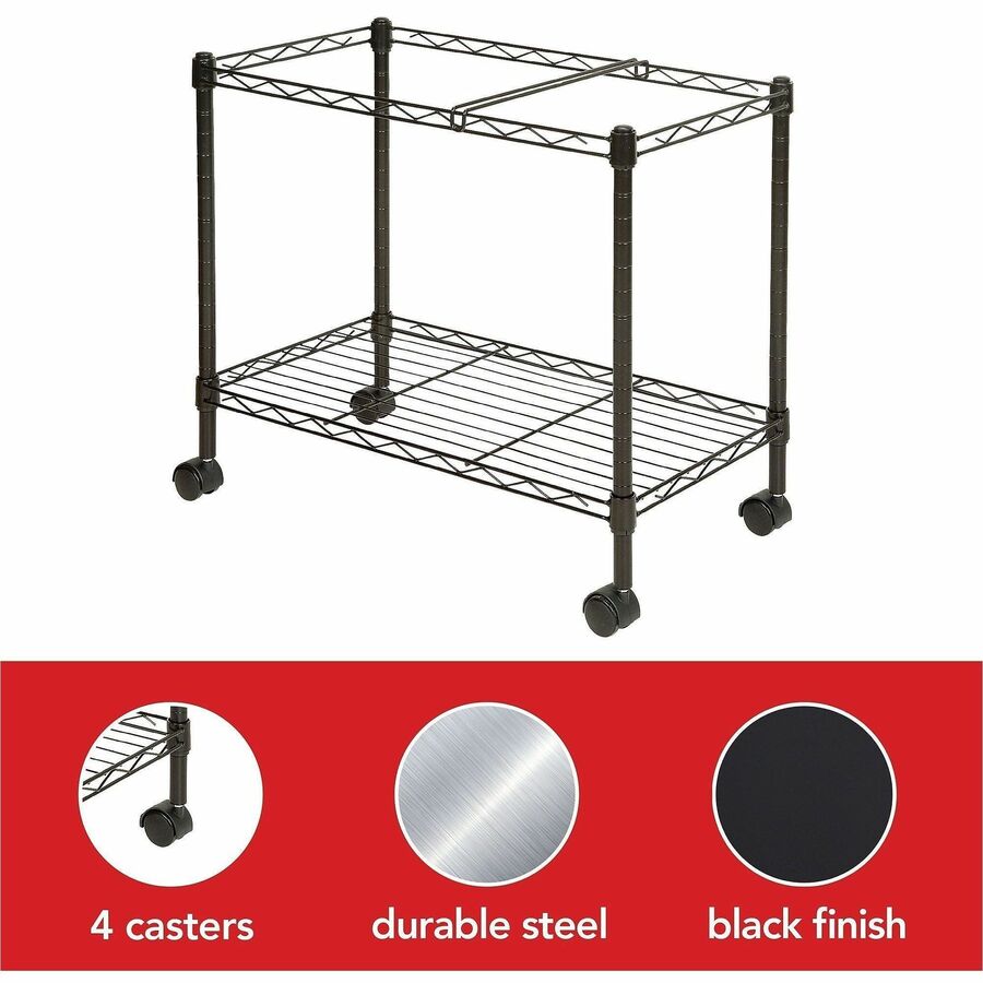 Lorell Mobile File Cart - 4 Casters - Steel - 12.88" Width x 25.75" Depth x 20.50" Height - Black - 1 Each