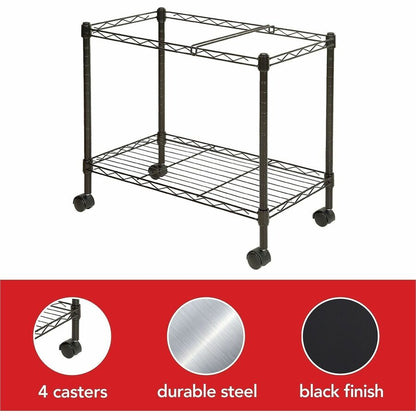 Lorell Mobile File Cart - 4 Casters - Steel - 12.88" Width x 25.75" Depth x 20.50" Height - Black - 1 Each