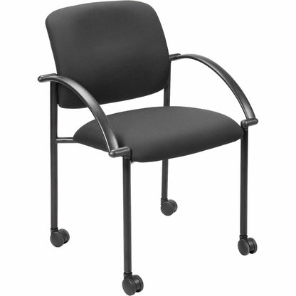Lorell Upholstered Guest Chair with Arms - Black Seat Color - Black Frame Color - Steel Frame Material - Four-legged Bas