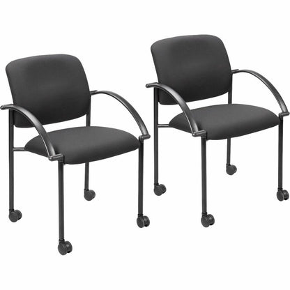 Lorell Upholstered Guest Chair with Arms - Black Seat Color - Black Frame Color - Steel Frame Material - Four-legged Bas