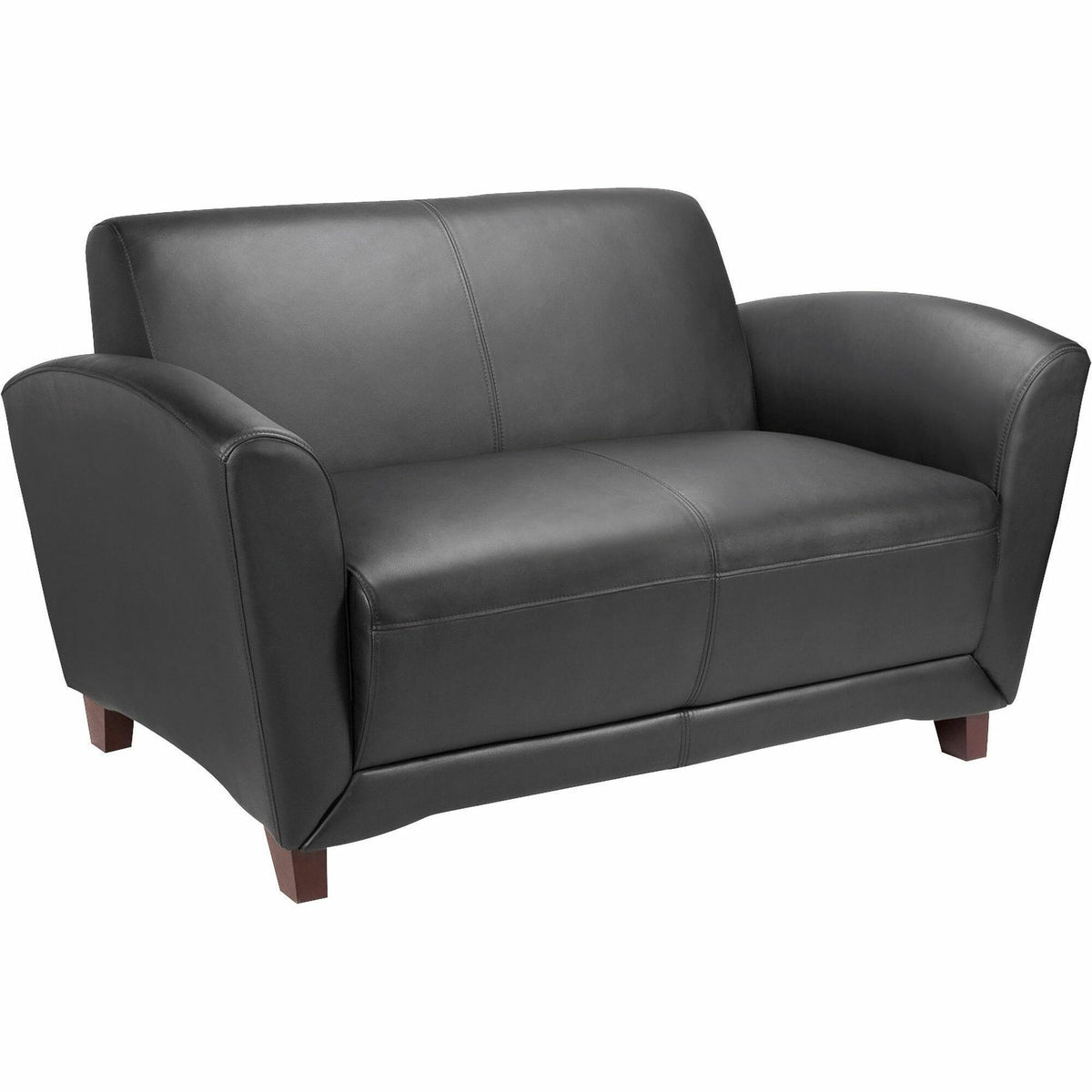 Lorell Accession Reception Loveseat - 55" x 34.5" x 31.3" Overall Dimension - Leather Black Seat - Leather Black Back - 