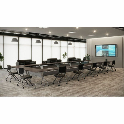 Lorell Accession Reception Loveseat - 55" x 34.5" x 31.3" Overall Dimension - Leather Black Seat - Leather Black Back - 