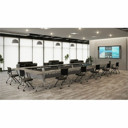 Lorell Accession Reception Loveseat - 55" x 34.5" x 31.3" Overall Dimension - Leather Black Seat - Leather Black Back - 