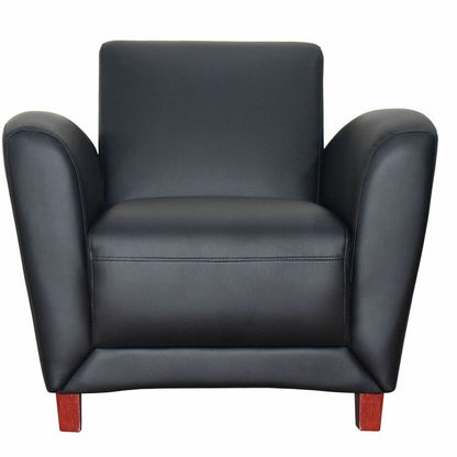 Lorell Accession Club Chair - Black Seat Color - Leather Seat Material - Black Back Color - Leather Back Material - Four