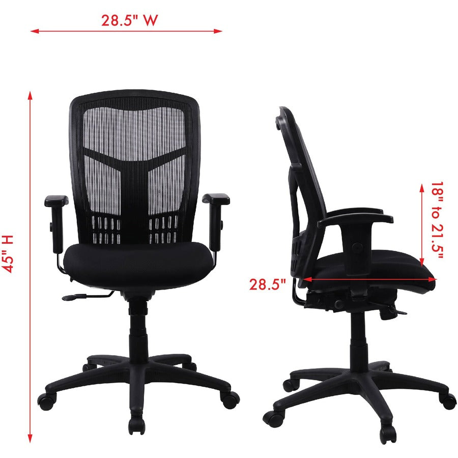 Lorell Executive Mesh High-back Swivel Chair - Black Seat Color - Fabric Seat Material - Steel Frame Material - Black - 