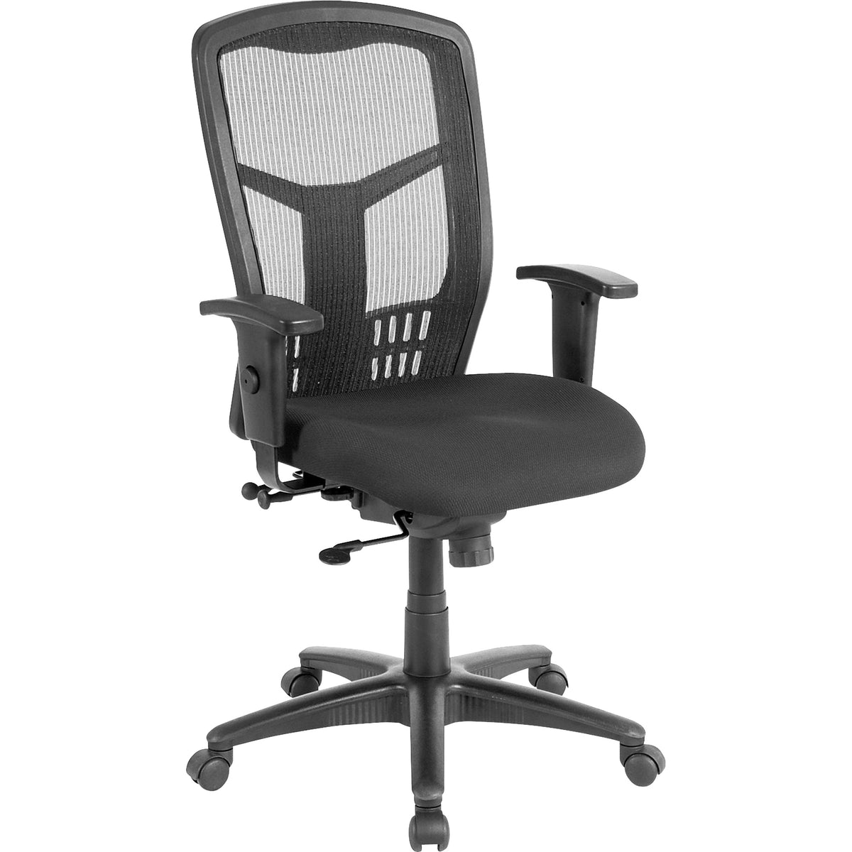 Lorell Executive Mesh High-back Swivel Chair - Black Seat Color - Fabric Seat Material - Steel Frame Material - Black - 