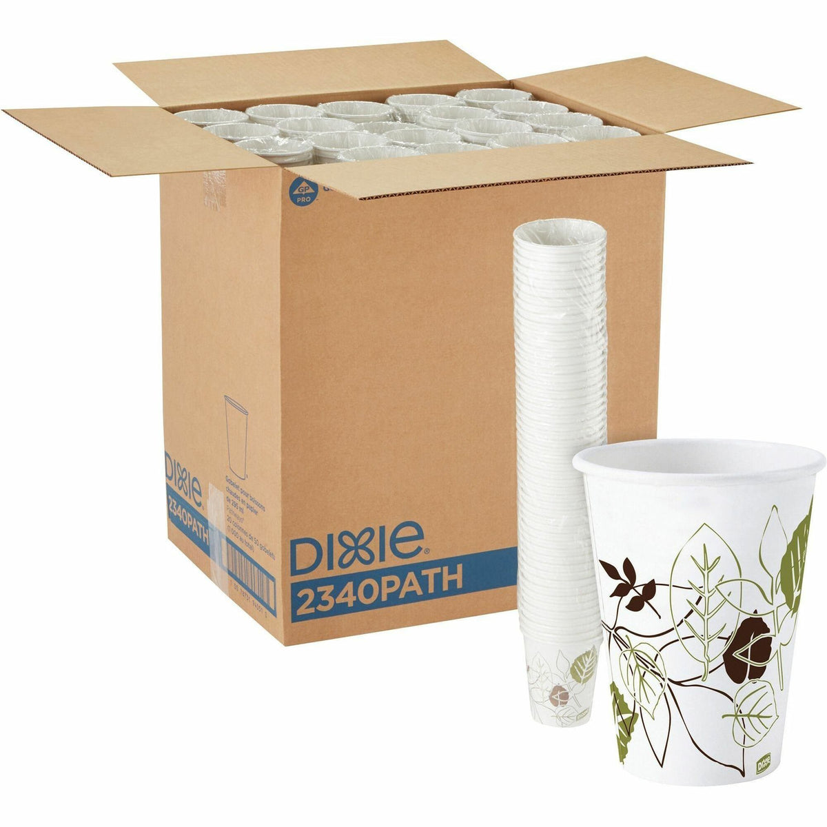 Dixie Pathways 10 oz Paper Hot Cups By GP Pro - 10 fl oz - White - Paper - Hot Drink - 50/Pack - 20 / Carton