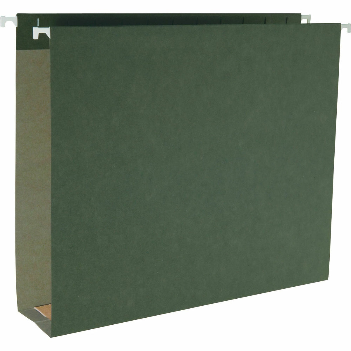 Business Source 1/5 Tab Cut Letter Recycled Hanging Folder - 8 1/2" x 11" - Capacity2" Expansion - Standard Green - 10% 