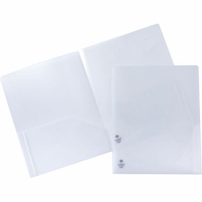 Business Source 78498 Letter Pocket Folder - 8 1/2" x 11" - 60 Sheets Capacity - 2 Pocket - Poly - Clear - 5 / Pack