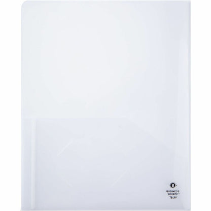 Business Source 78498 Letter Pocket Folder - 8 1/2" x 11" - 60 Sheets Capacity - 2 Pocket - Poly - Clear - 5 / Pack