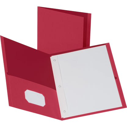 Business Source Letter Recycled Pocket Folder - 8 1/2" x 11" - 100 Sheets Capacity - 3 x Prong Fastener - 1/2" Fastener 