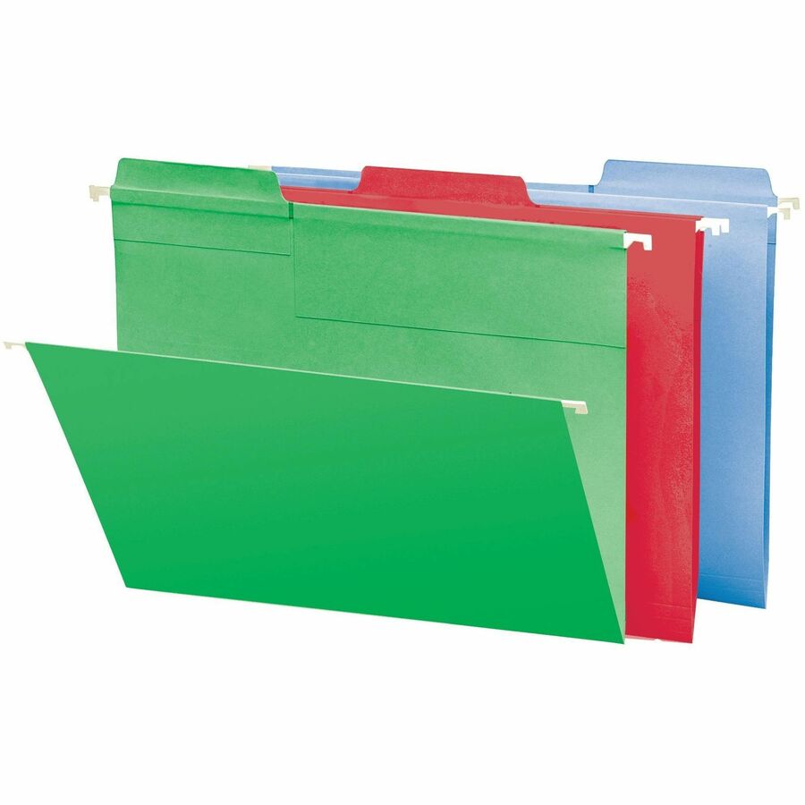 Smead FasTab 1/3 Tab Cut Legal Recycled Hanging Folder - 8 1/2" x 14" - Top Tab Location - Assorted Tab Position - 11 pt