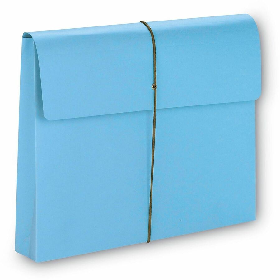 Smead Letter Recycled File Wallet - 8 1/2" x 11" - 2" Expansion - 1 Pocket - 11 pt. - Blue - Elastic Closure, Heavy Duty