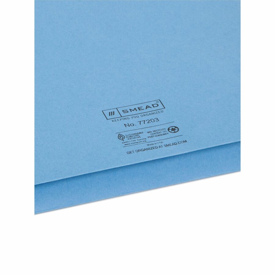 Smead Letter Recycled File Wallet - 8 1/2" x 11" - 2" Expansion - 1 Pocket - 11 pt. - Blue - Elastic Closure, Heavy Duty