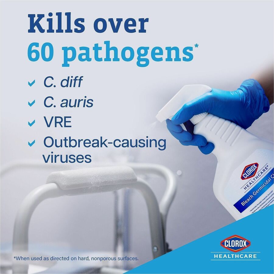 Clorox Healthcare Pull-Top Bleach Germicidal Cleaner - For Hard Surface, Nonporous Surface - Ready-To-Use - Liquid - 32 