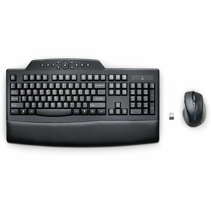 Kensington Pro Fit Wireless Desktop Set - USB Wireless RF 2.40 GHz Keyboard - Black - USB Wireless RF Mouse - Black - Ri