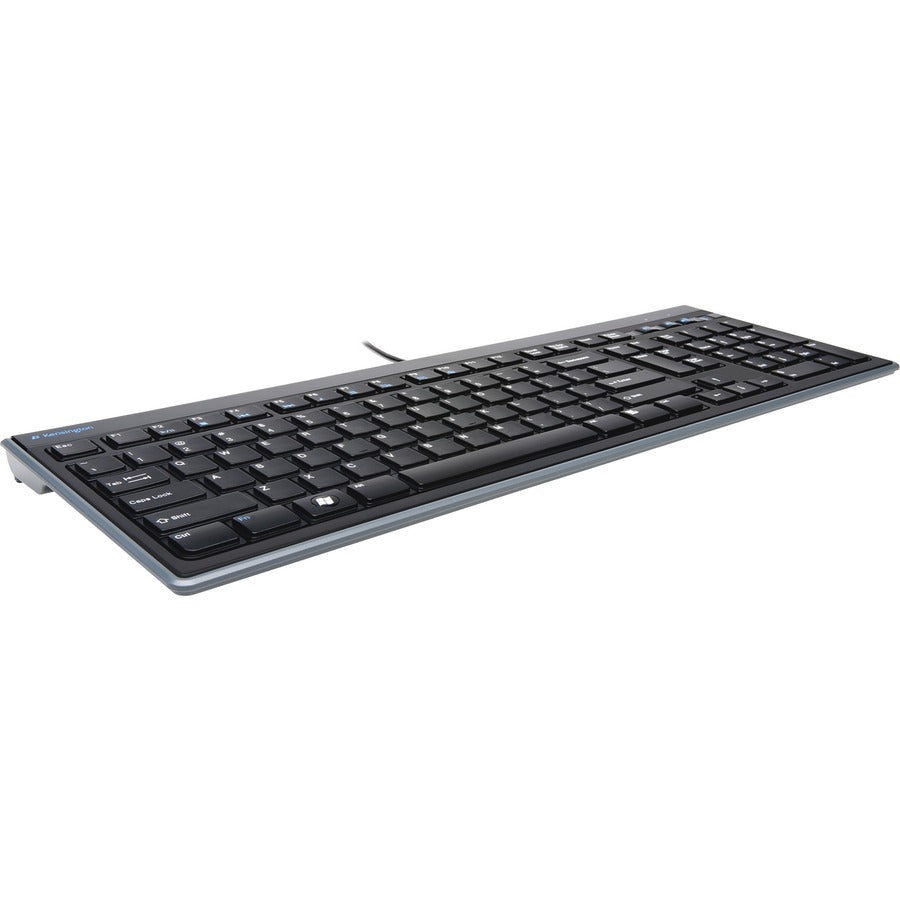 Kensington Slim Type Keyboard - Cable Connectivity - USB Interface - Volume Control, Mute, Sleep, Internet Hot Key(s) - 