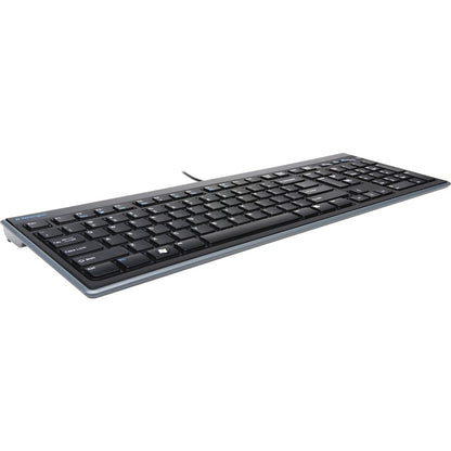 Kensington Slim Type Keyboard - Cable Connectivity - USB Interface - Volume Control, Mute, Sleep, Internet Hot Key(s) - 