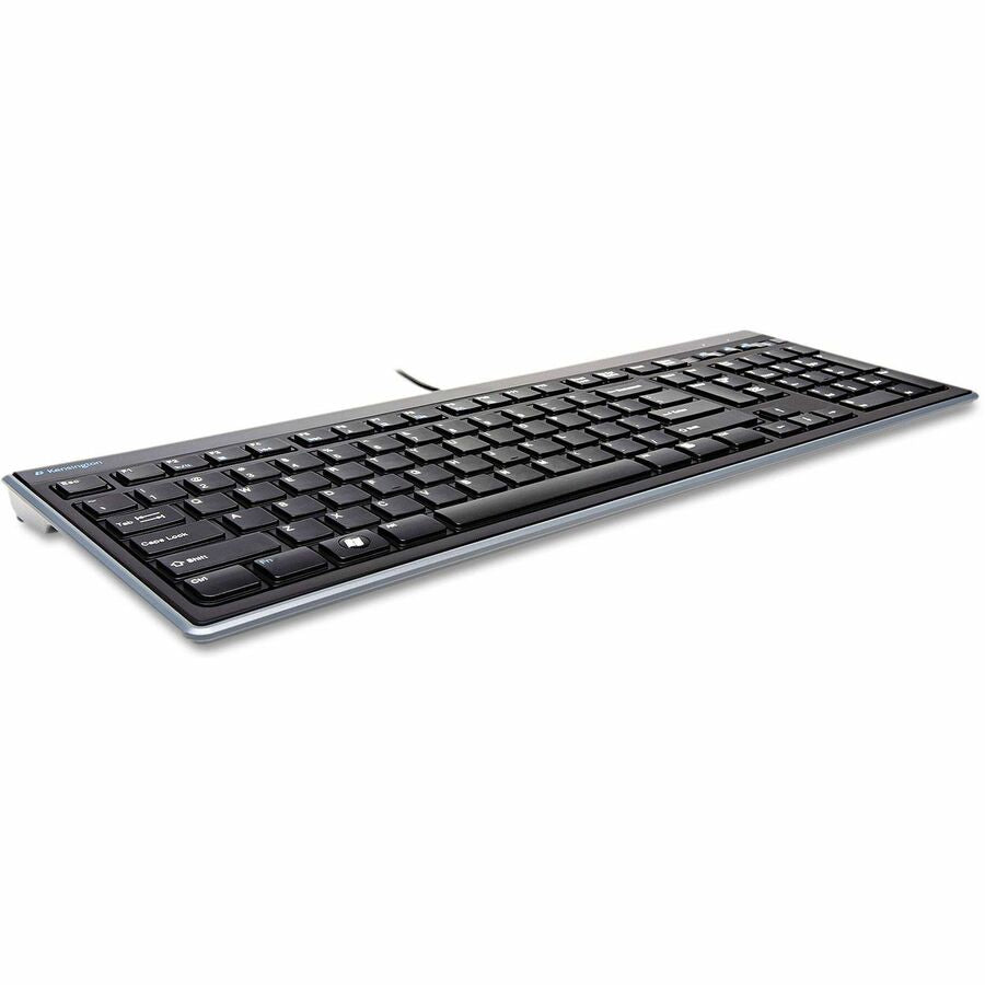 Kensington Slim Type Keyboard - Cable Connectivity - USB Interface - Volume Control, Mute, Sleep, Internet Hot Key(s) - 