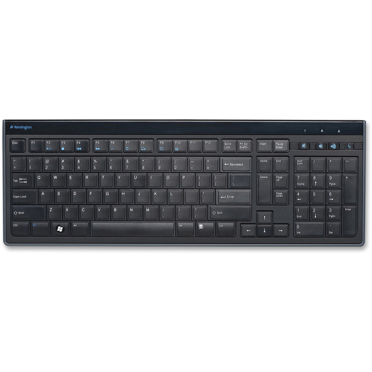 Kensington Slim Type Keyboard - Cable Connectivity - USB Interface - Volume Control, Mute, Sleep, Internet Hot Key(s) - 