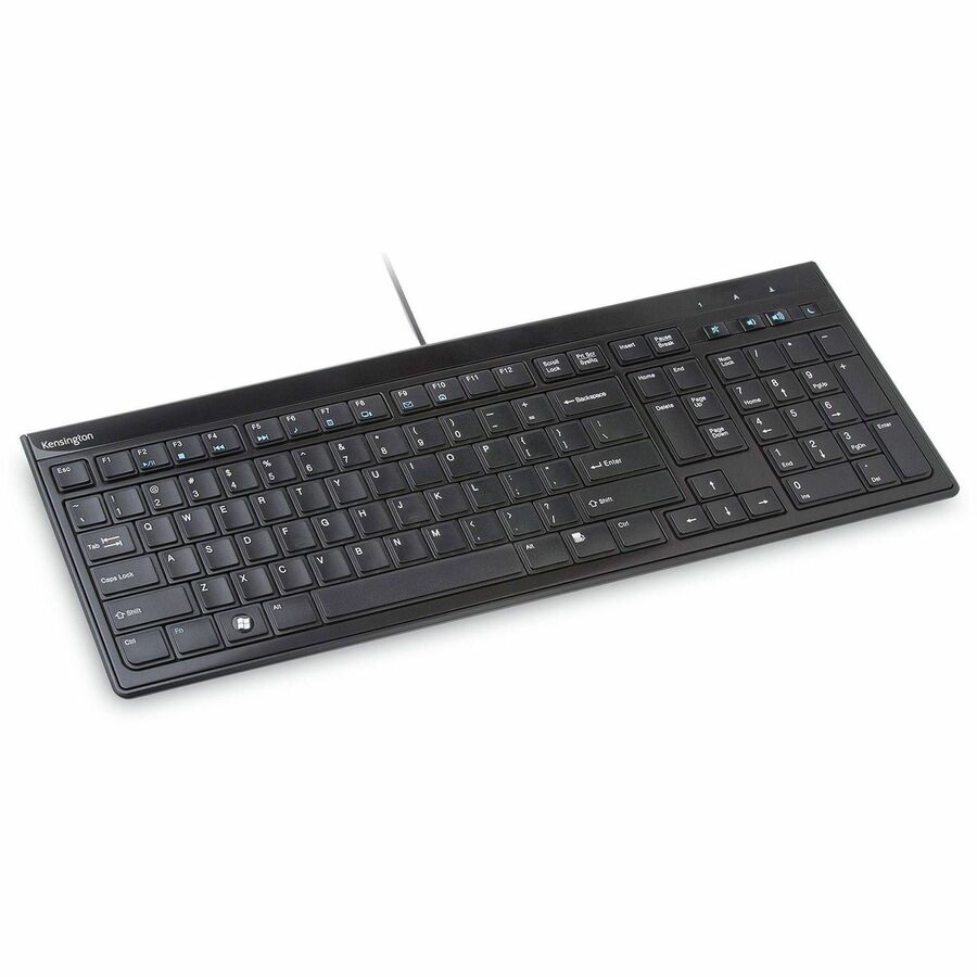 Kensington Slim Type Keyboard - Cable Connectivity - USB Interface - Volume Control, Mute, Sleep, Internet Hot Key(s) - 