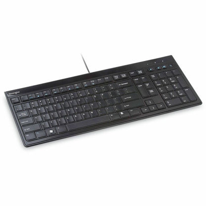 Kensington Slim Type Keyboard - Cable Connectivity - USB Interface - Volume Control, Mute, Sleep, Internet Hot Key(s) - 