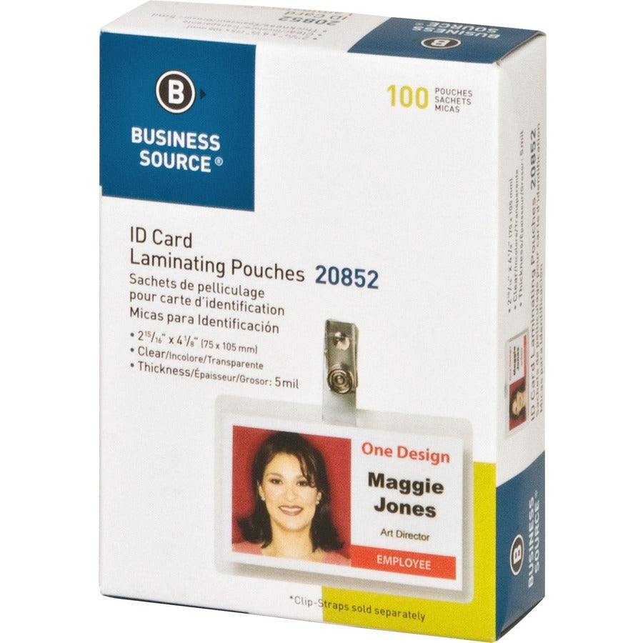 Business Source Government ID Laminating Pouches - Laminating Pouch/Sheet Size: 2.94" Width x 4.13" Length x 5 mil Thick