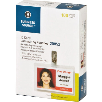 Business Source Government ID Laminating Pouches - Laminating Pouch/Sheet Size: 2.94" Width x 4.13" Length x 5 mil Thick