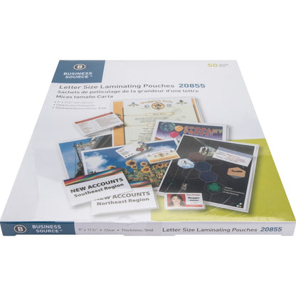 Business Source Letter Size Laminating Pouches - Sheet Size Supported: Letter 8.50" Width x 11" Length - 50 / Box