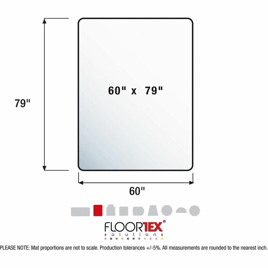 Floortex XXL Polycarbonate Rectangular Chair Mat for Hard Floors - 60" x 79" - Hard Floor, Home, Office