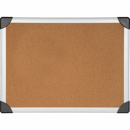 Lorell Corkboard - 36" Board Height x 48" Board Width - Silver Cork, Brown Surface - Laminated, Resist Warping, Durable,