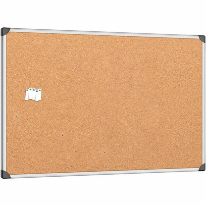 Lorell Corkboard - 48" Board Height x 72" Board Width - Silver Cork, Brown Surface - Resist Warping, Durable, Laminated,
