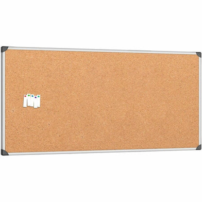 Lorell Corkboard - 48" Board Height x 96" Board Width - Silver Cork, Brown Surface - Resist Warping, Durable, Laminated,