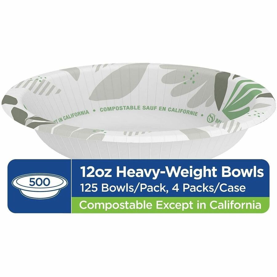 Dixie Ultra® Pathways 12 oz Heavyweight Paper Bowls by GP Pro - Pathways - Microwave Safe - White - Paper Body - 125/Pac