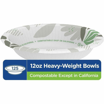 Dixie Ultra® Pathways 12 oz Heavyweight Paper Bowls by GP Pro - Pathways - Microwave Safe - White - Paper Body - 125/Pac