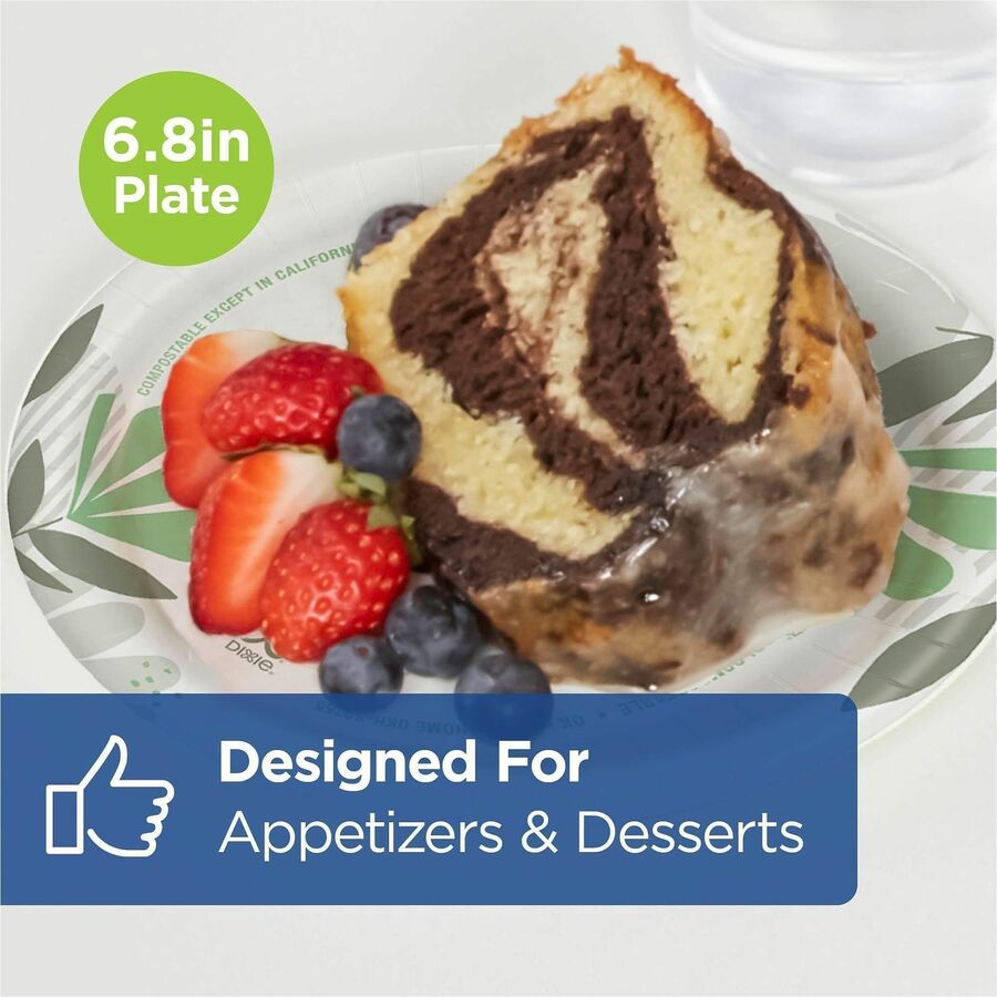 Dixie Foods Pathways Everyday Paper Plates - Breakroom - 6.9" Diameter - White - Paper Body - 4/Carton - 4 / Carton