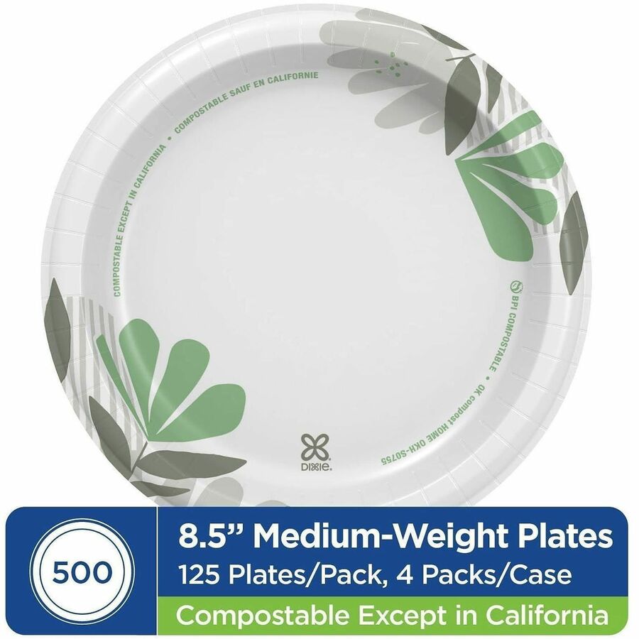 Dixie Foods Pathways Everyday Paper Plates - Breakroom - Pathways - Microwave Safe - 8.1" Diameter - White - Paper Body 